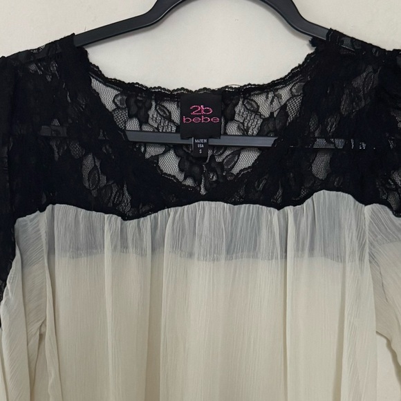 2B Bebe Sheer Lace Blouse Size Small - Picture 3 of 5